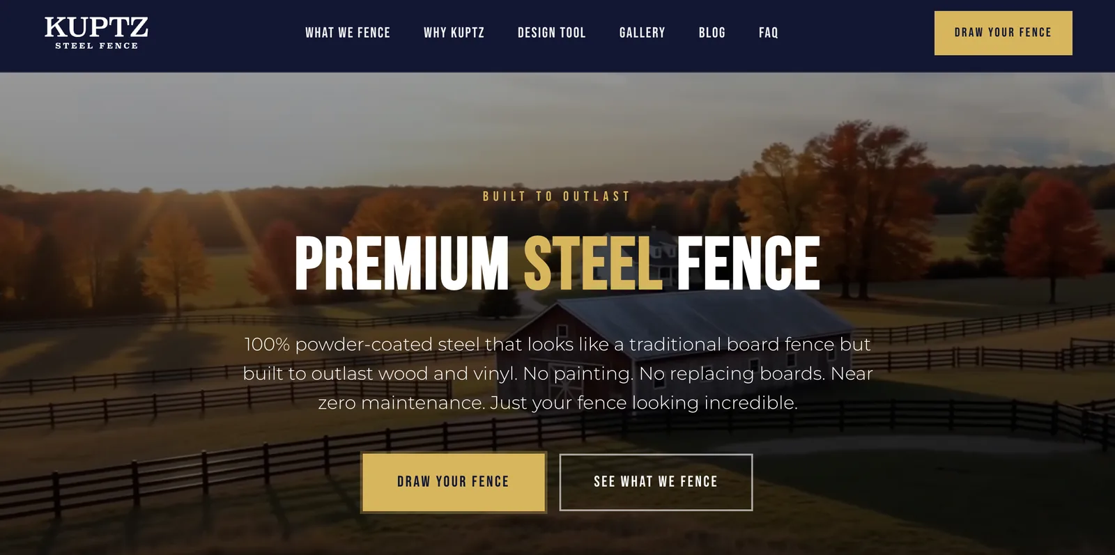 The Kuptz Steel Fence website: Premium Steel Fence hero